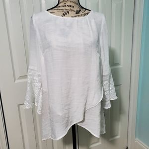 Shear white, 3/4 length sleeves blouse